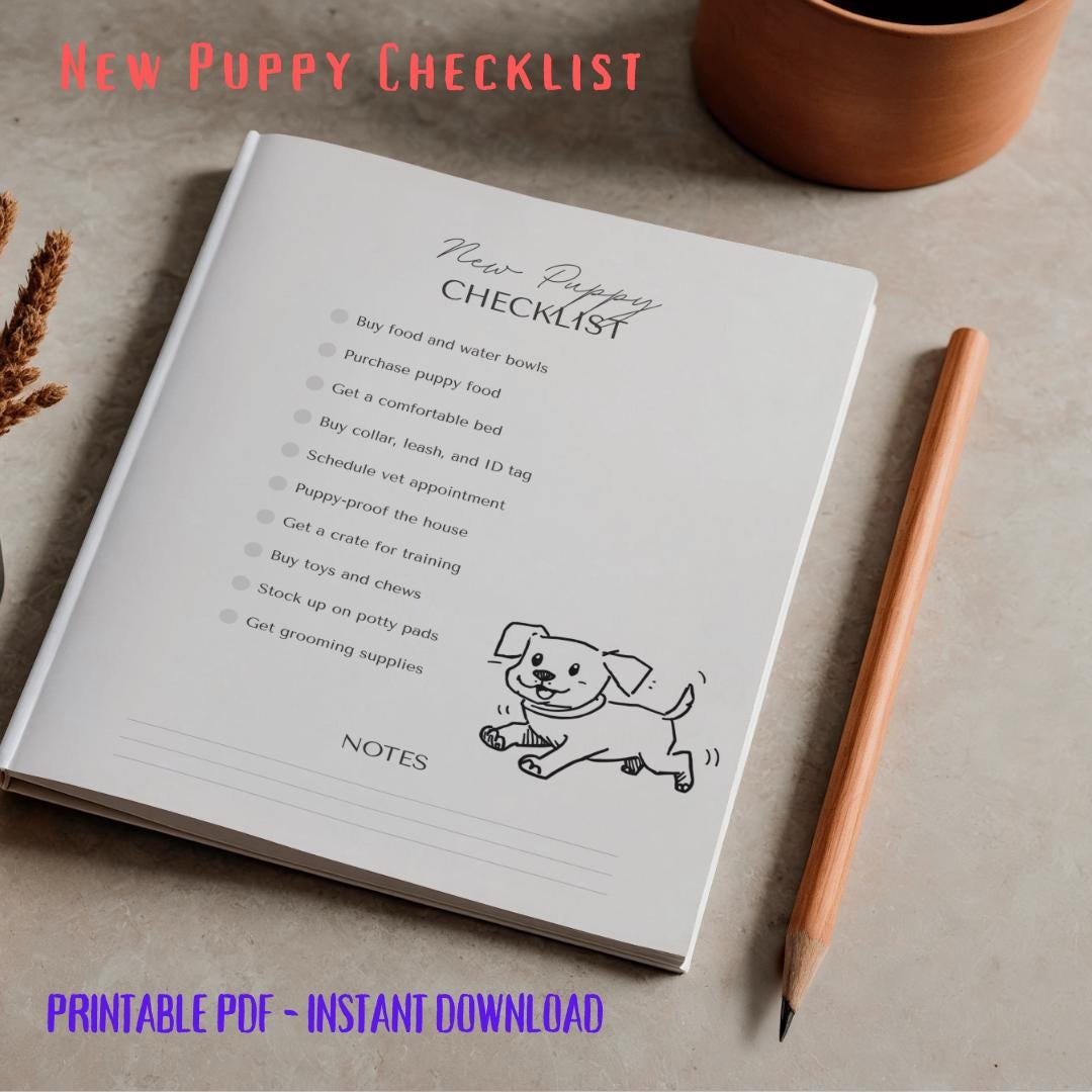 New Puppy Checklist Printable | Puppy Care & Essentials Tracker PDF ...