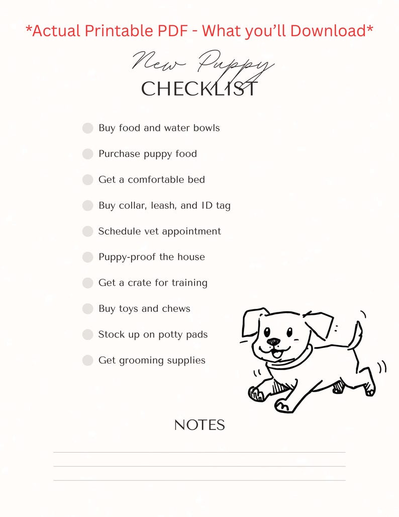 New Puppy Checklist Printable | Puppy Care & Essentials Tracker PDF ...
