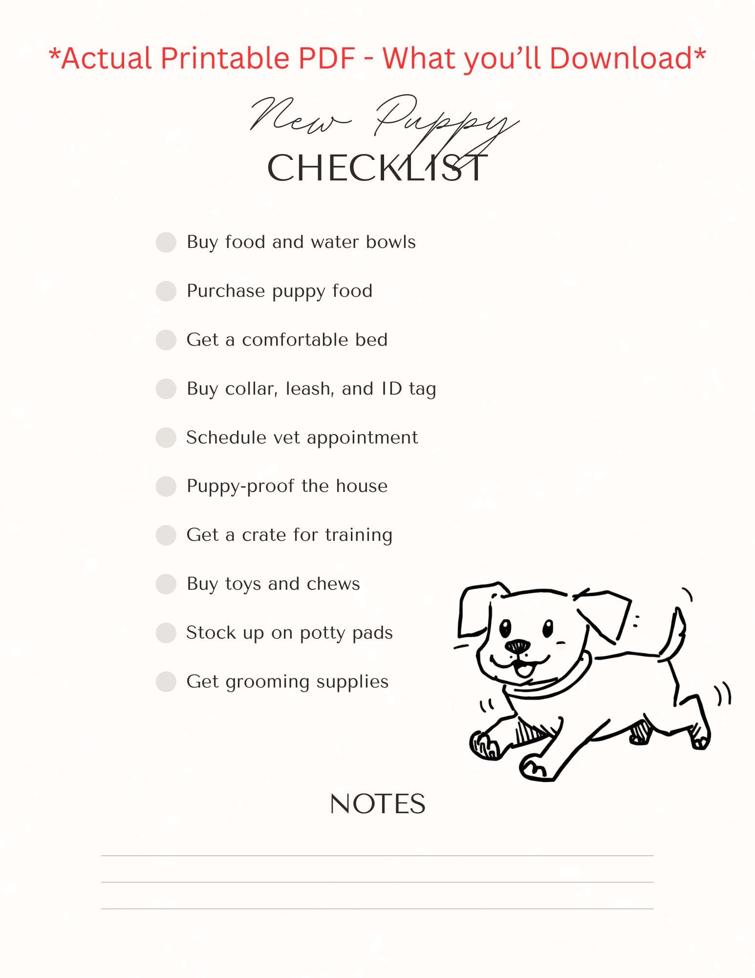 New Puppy Checklist Printable | Puppy Care & Essentials Tracker PDF ...