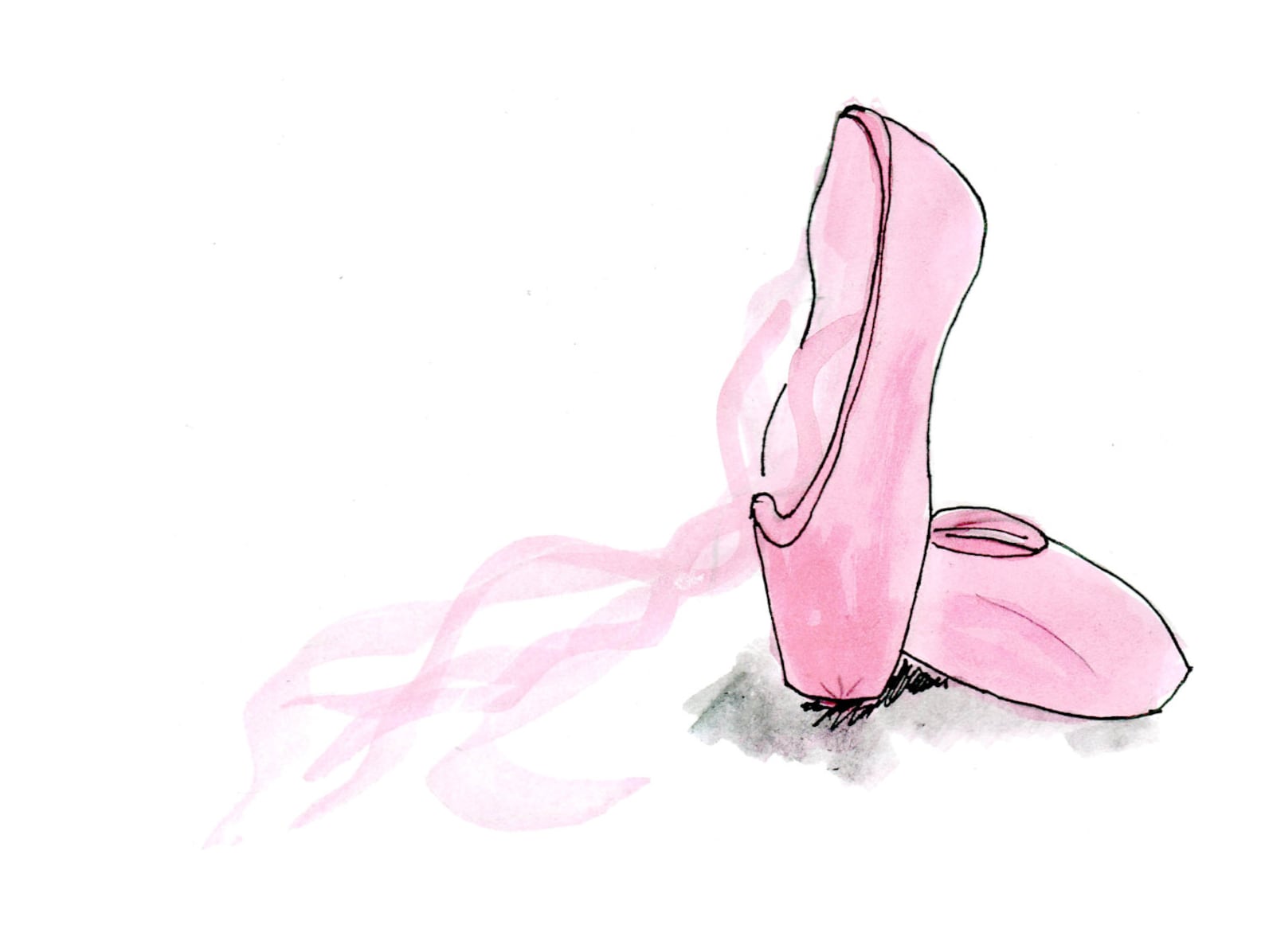 ballet decor, ballet shoes art, ballet pointe shoes, childrens room decor, childrens bedroom art, pink ballet shoes, girly femin