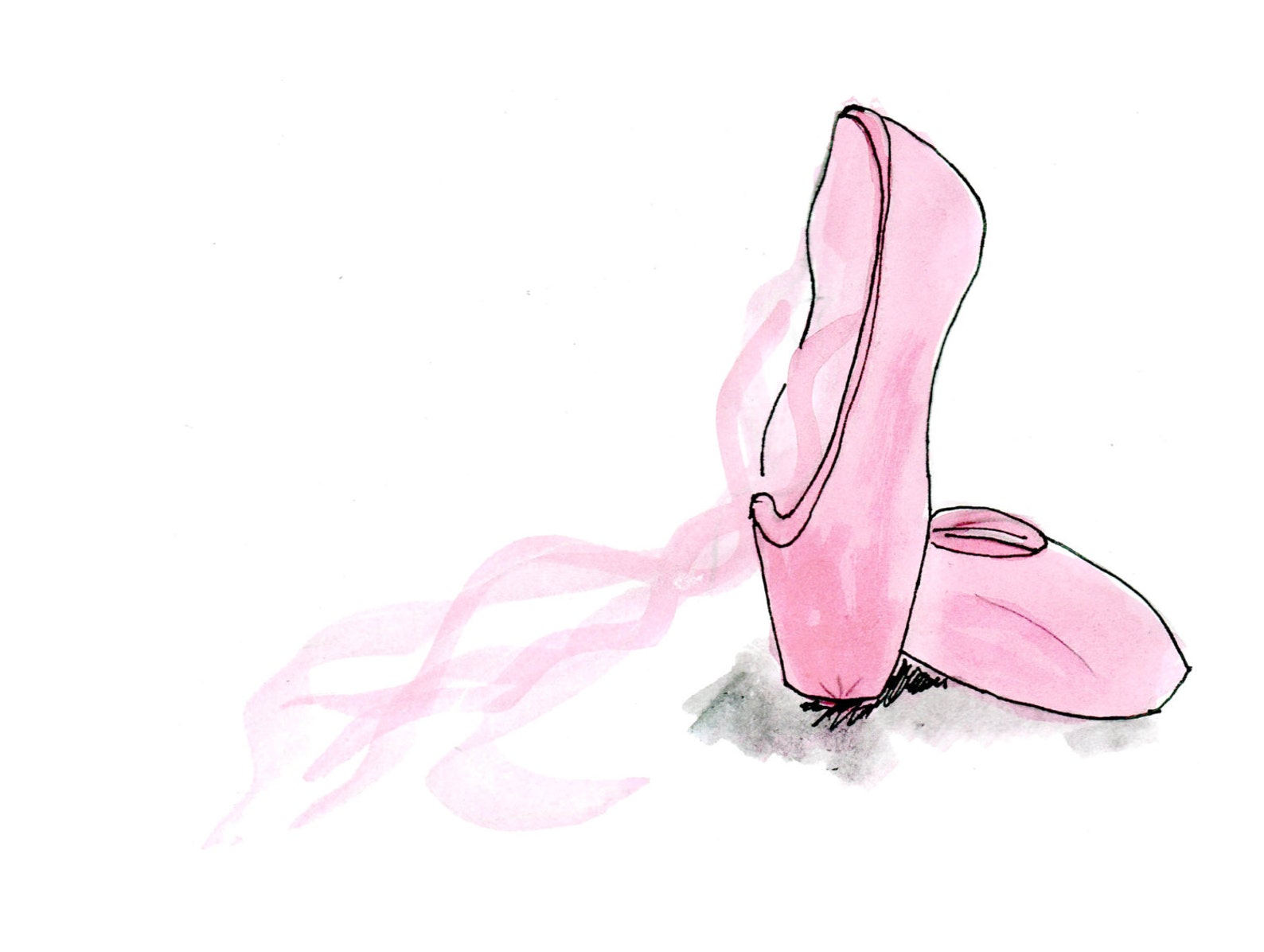 ballet decor, ballet shoes art, ballet pointe shoes, childrens room decor, childrens bedroom art, pink ballet shoes, girly femin