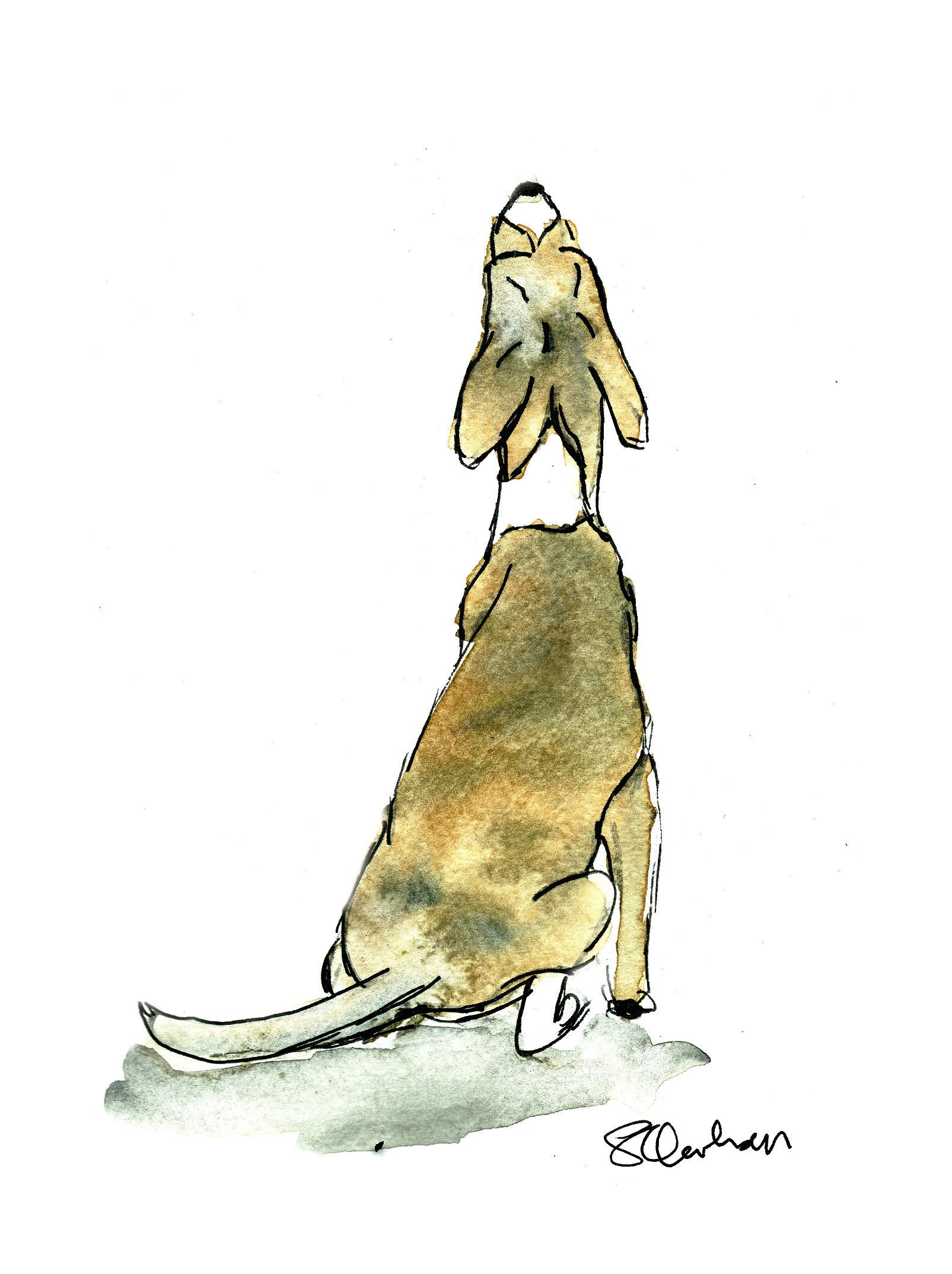 cute dog painting dog from behind dog from back dog sketch Etsy