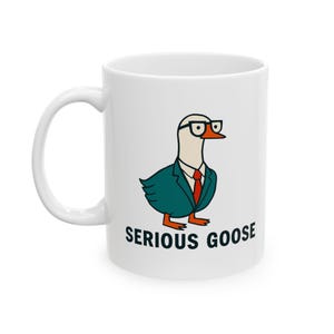 Ceramic Mug, Funny Goose Design, Quirky Coffee Cup, Novelty Tea Mug, Whimsical Animal Cup, Unique Gift for Animal Lovers