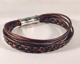 Boho Braided  Leather, Bracelet for women Bracelet for men Gifts under 40 - Vintage leather bracelet-Men leather bracelet-Gifts