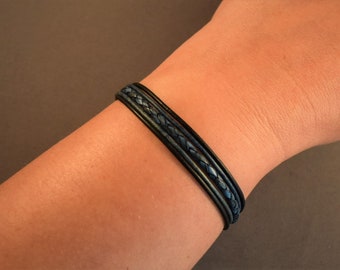 Mens Braided bracelet -Womens braided bracelet-Womens leather bracelet-Mens leather bracelet-Blue leather bracelet-Mens wrist Bracelet