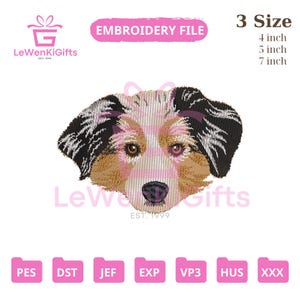 Motif de broderie visage de chien - fichier de point de tête de chien réaliste - portrait d&#39;animal de compagnie broderie Machine - téléchargement numérique