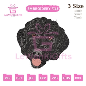 Black Poodle Embroidery Design – Cute Fluffy Dog Machine Embroidery File – Digital Download for Dog Lovers