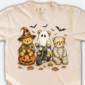 Halloween Ghost Teddy Bear Shirt, Spooky Season T-Shirt, Fall Gift, Pumpkin Bear Graphic Tee, Trick or Treat Gift