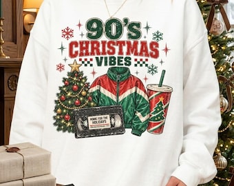 Retro 90s Christmas Sweatshirt, Vintage Family Holiday Hoodie, Matching Group Xmas Crewneck, Nostalgic Holiday Party Sweater, Xmas Gift