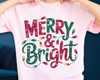 Merry Bright Christmas Shirt: Festive Holiday Lights Tee