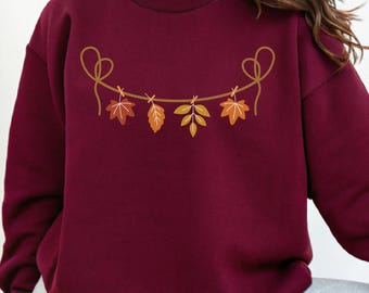 Vintage Floral Fall Leaves Sweatshirt: Cozy Autumn Outfit