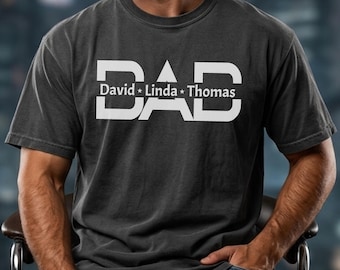 Custom Dad Shirt With Kids Names, Personalized Father's Day Gift Tee, Daddy T-Shirt, Birthday Gift Dad Tee, Gift For Papa, Daddy Shirt