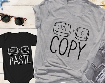Copy Paste Matching Dad And Kid Shirt, Father Son Matching Tee, Funny Dad Child T-Shirt, Mini Me Top, Not Sold As A Set