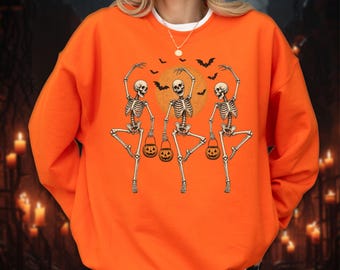 Garden Witch Halloween Sweatshirt, Dancing Skeletons Hoodie, Spooky Dance Sweater, Fall Gift