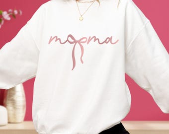 Sudadera con capucha y lazo para mamá, regalo para el Día de la Madre, top coqueto para mamá, sudadera linda para mamá, tops minimalistas para mamá, regalo moderno para mamá