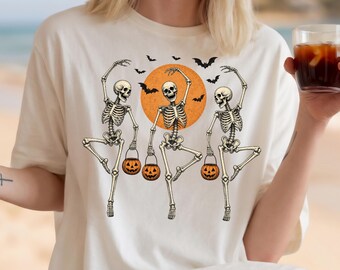 Dancing Skeletons Shirt, Halloween Tee, Spooky Dance Top, Fall Gift