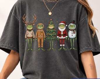 Comfort Colors Frog Christmas Shirt, Funny Frog Christmas Tee, Holiday Animal T-Shirt, Festive Frog Lover Gift, Kids Christmas Gifts
