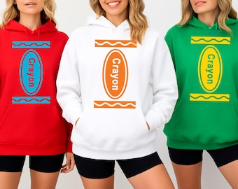 Crayon Sweatshirt and Hoodie, Matching Family Halloween Costume, Teacher Outfit