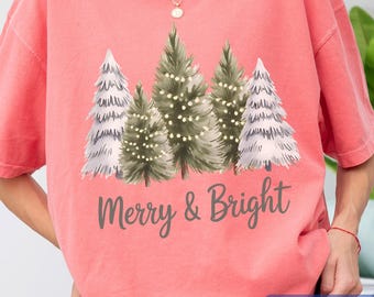 Comfort Colors Merry Christmas Tree Shirt: Festive Holiday Tee