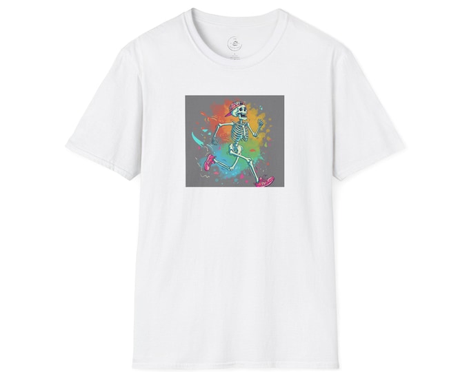 Colorful Skeleton Running T-Shirt, Fun Graphic Tee, Workout Shirt, Running Shirt, Fitness Apparel