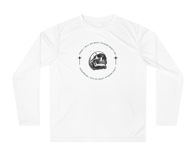 Unisex Performance Long Sleeve Shirt - Bold Skull Design, Active Wear, Running, Gym Shirt, Workout Apparel, Unique Gift, Casual Style
