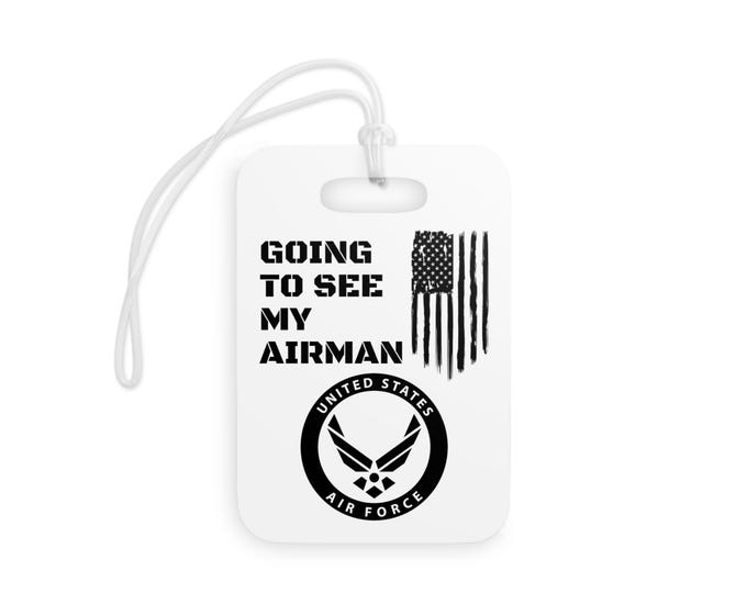 Air Force "Going To See My Airman" Luggage Tags, Travel Accessories for Military Families, Air Force Graduation