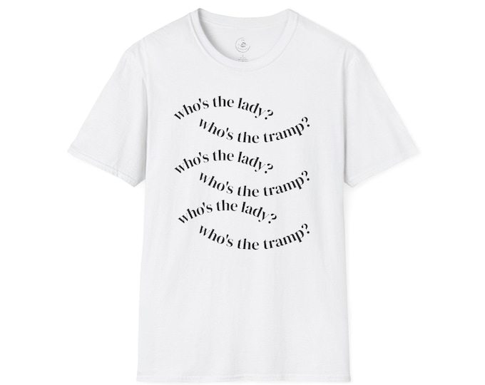 RunDisney Wine and Dine Race Weekend Unisex Softstyle T-Shirt - 'Who's the Lady? Who's the Tramp?' Disney, Race, Casual Tee