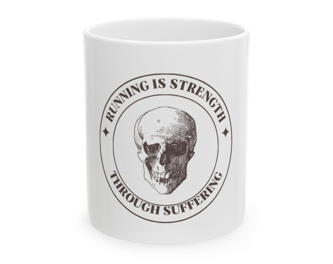 Vintage Skull Running Mug, Motivational Coffee Cup, Gift for Runners, Sarcasm, Fitness Quotes for Athletes