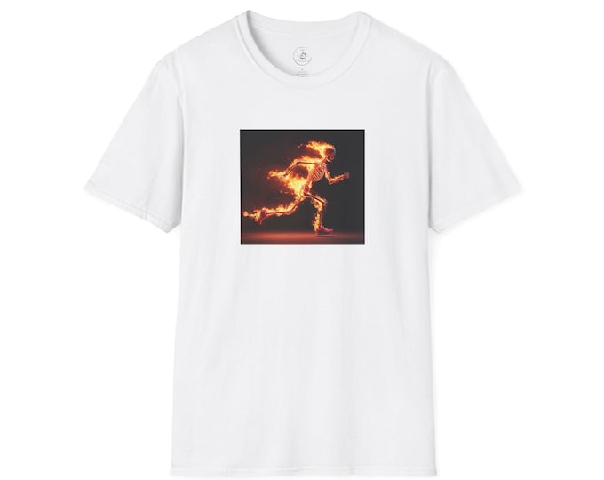 Fire Skeleon Running Unisex T-Shirt, Running Enthusiast Tee, Gift for Runners, Sport Shirt, Running Motivation Apparel