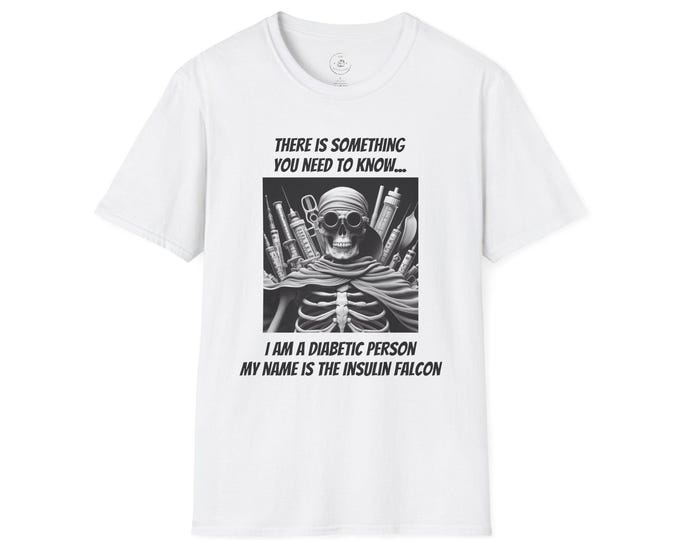 Diabetic Awareness T-Shirt, Humorous Insulin Falcon Tee, Skeleton Design, Gifts for Diabetics, Health Awareness, Unisex Wear