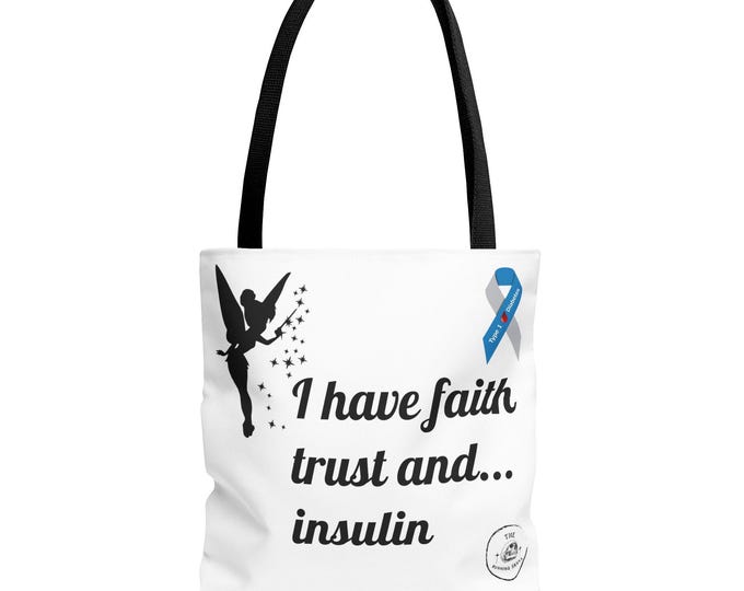 Disney Tinker Bell Diabetic Tote Bag - Diabetes Awareness, Supportive Gift, Inspirational, Canvas Shopper, Reusable Bag, Disney Fans