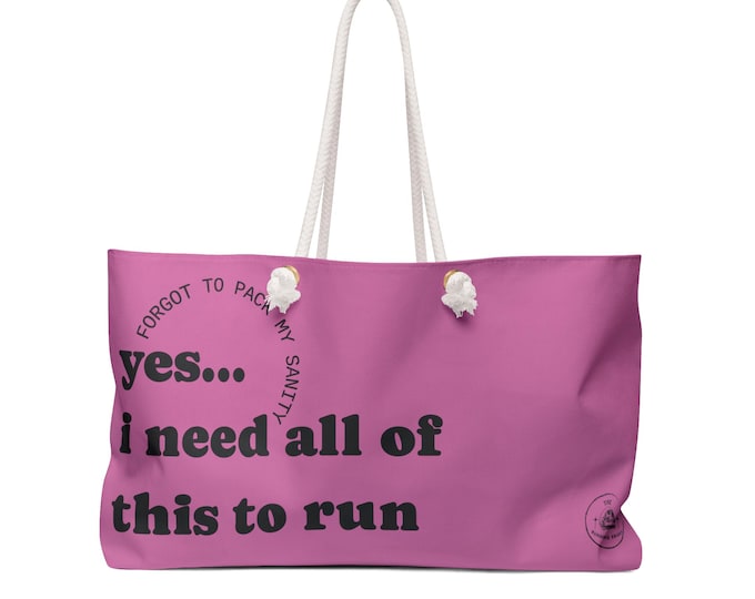 Pink Running Weekender Bag - "Yes, I Need All Of This To Run" Gym Tote, Travel Bag, Exercise Carryall, Workout Essentials, Sporty