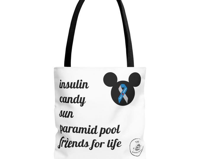 Friends for Life Diabetes Awareness Tote Bag - Insulin, Candy, Friends for Life, Disney Diabetic, Gift for Diabetics, Unique Disney Style