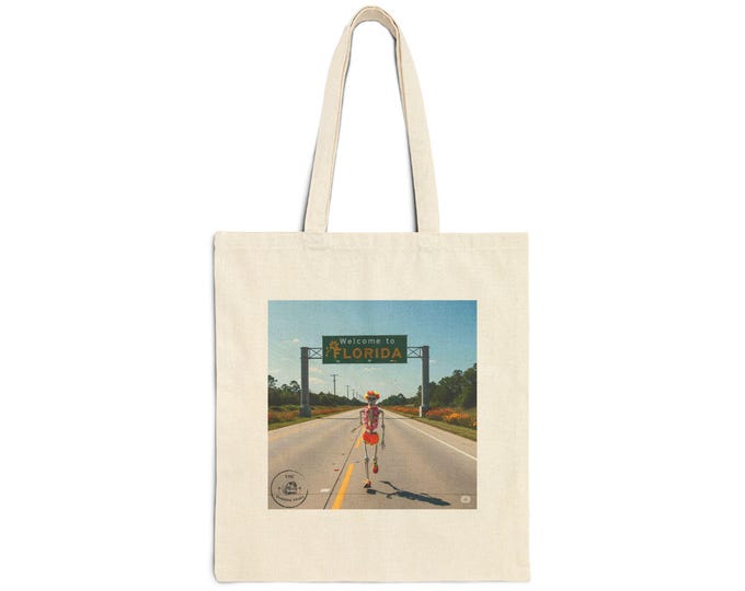 Vintage Welcome to Florida Skeleton Running Tote Bag, Beach Bag, Running Inspired, Travel Accessory, Gift for Vacation Lovers, Summer Vibes