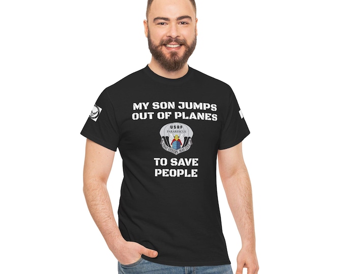 Air Force "My Son Jumps Out Of Planes" PJ Shirt, Gift for Heroes, Unisex Cotton Tee, Air Force PJ, Special Warfare, Proud AF Parent