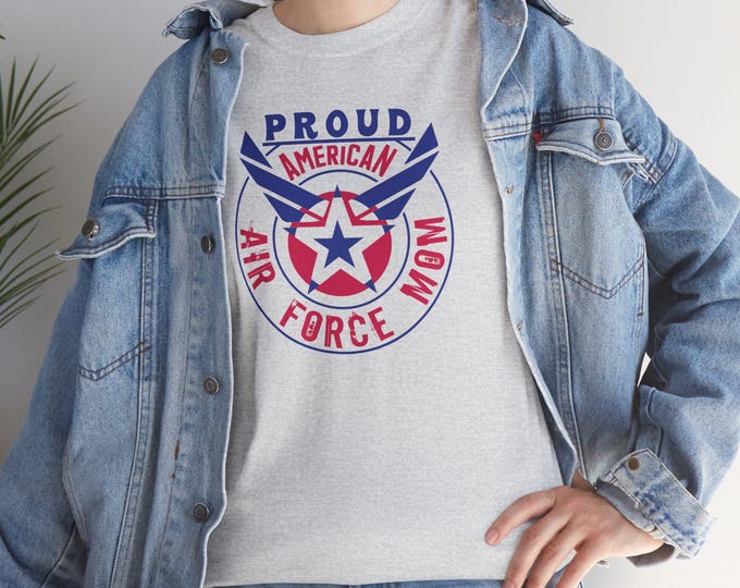Proud American Air Force Mom Tee - Unisex Cotton Shirt for Proud Moms, Gifts for Military Families, Patriotic Apparel, Airforce Pride
