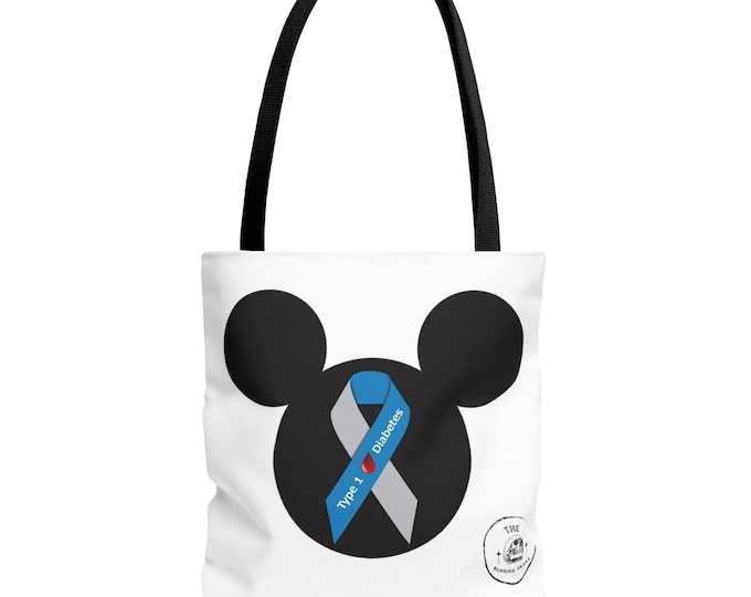 Disney Mickey Head Type 1 Diabetes Awareness Tote Bag, Mickey Mouse Tote, Diabetes Support, Gift for Diabetic, Health Awareness Bag