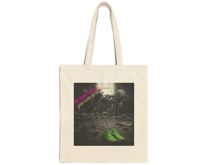 Running Skeleton with Quote Tote Bag - Let Them Know You Have Style, Eco-Friendly Shopping Bag, Halloween Decor, Funny Gift, Canvas Handbag