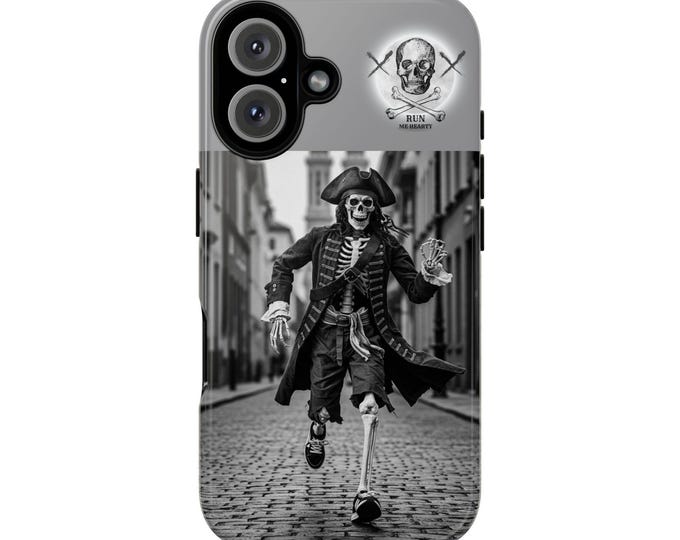 Pirate Skeleton Tough Cases, Skull iPhone Cover, Tough Phone Shell, Halloween Pirate Phone Protector, Skeleton Running Mobile Case