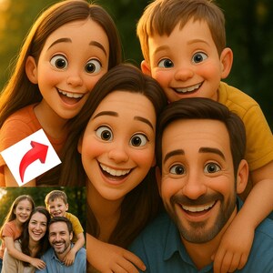 Personalisiertes Geschenk Familie, Geburtstag, Jubiläum, Hochzeit, Personalisiertes Pixar Style Porträt, Portrait nach Foto, Freunde, Paar