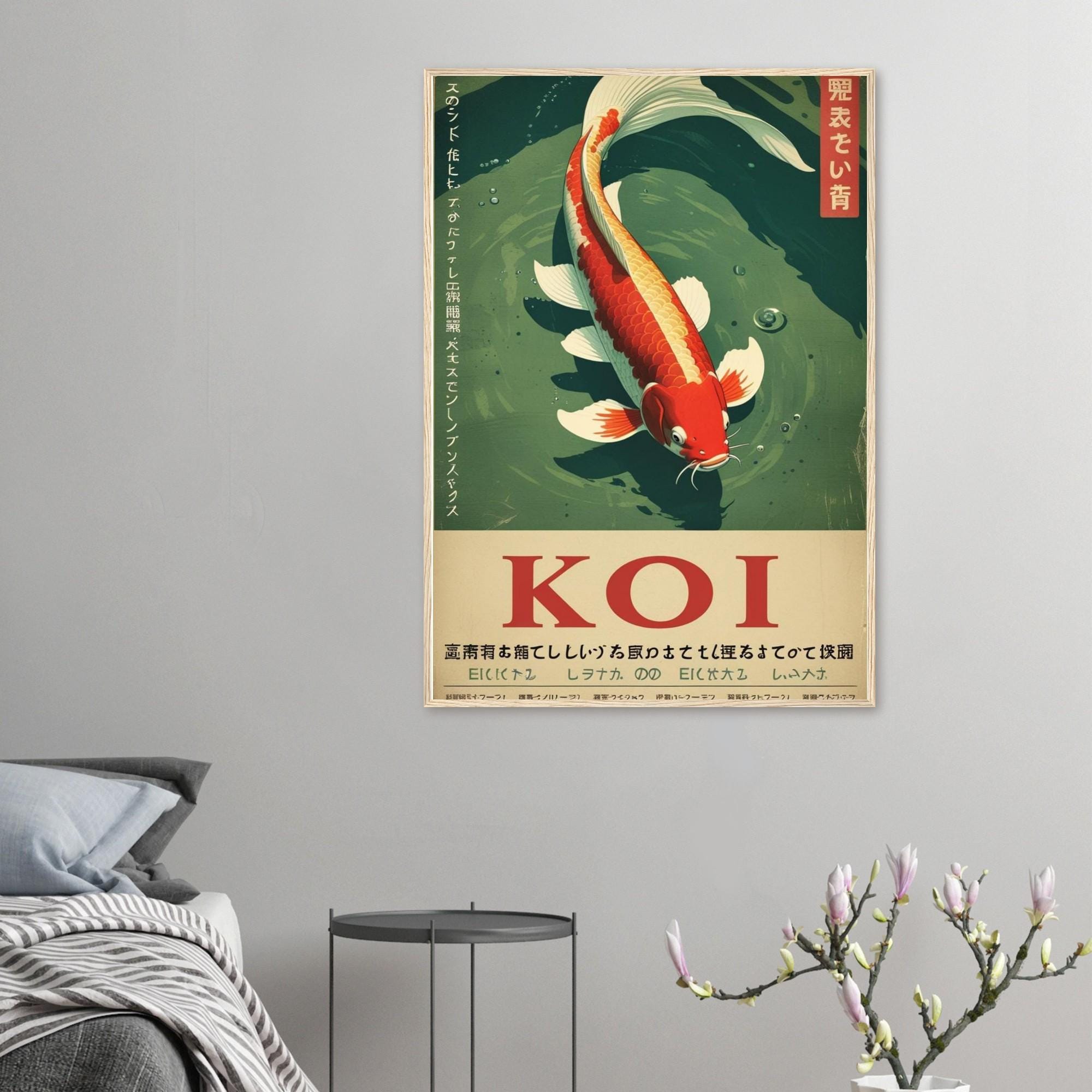 Koi Poster Japanese | Fine Fish Art Poster | Vintage Japan Wall Art ...