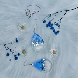 Blue Teardrop Earrings | Handmade Glitter Drop earrings | Ocean- Inspired Jewelry resin | Lightweight Gift For Her| Unique Summer Accessory