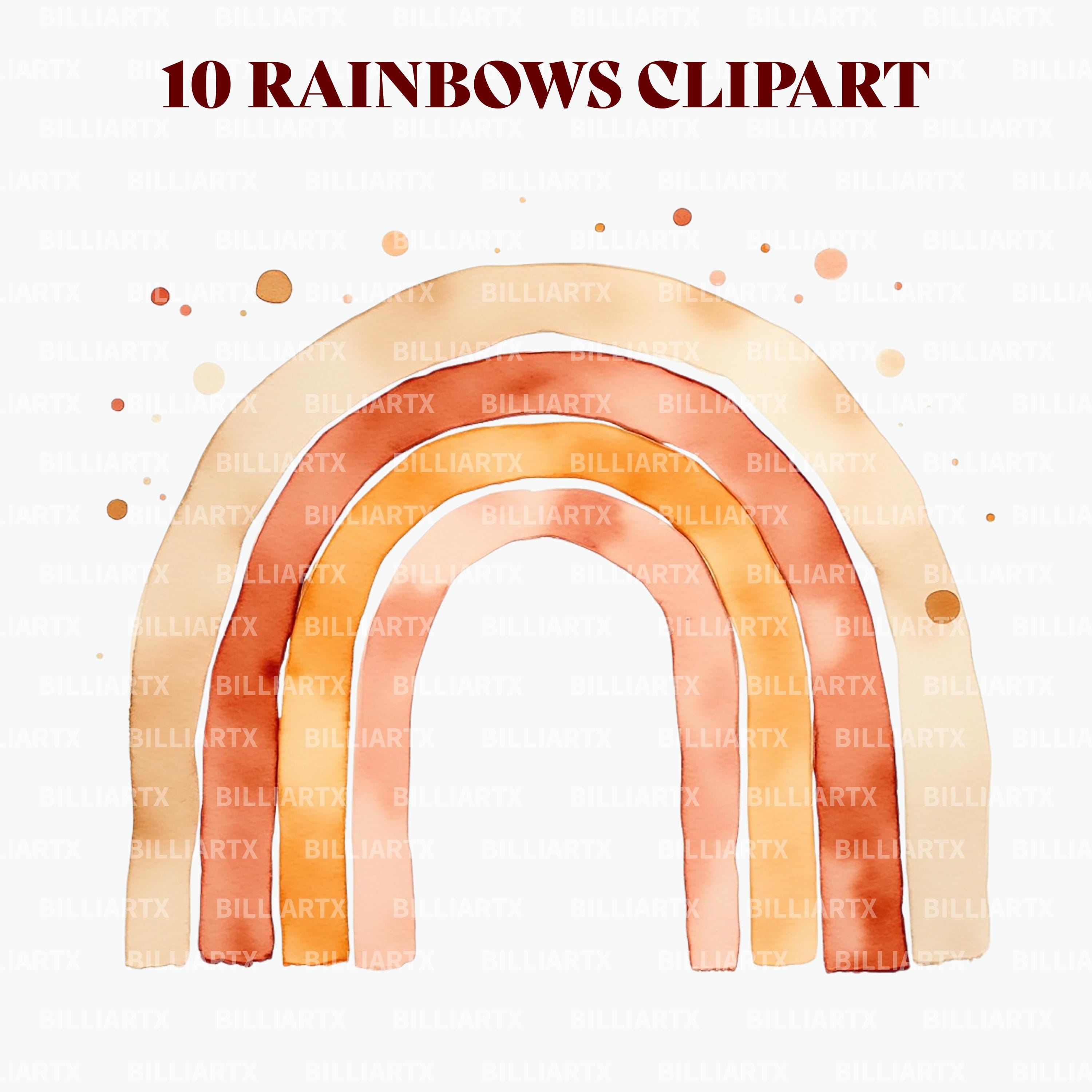 Boho Watercolor Rainbow PNG Clipart Bundle: Earthy Pastel Digital Art ...