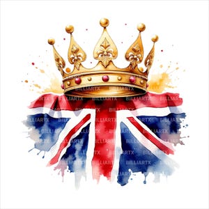 Watercolor British Flag Clipart Bundle, Vintage Union Jack Designs (Digital Download)