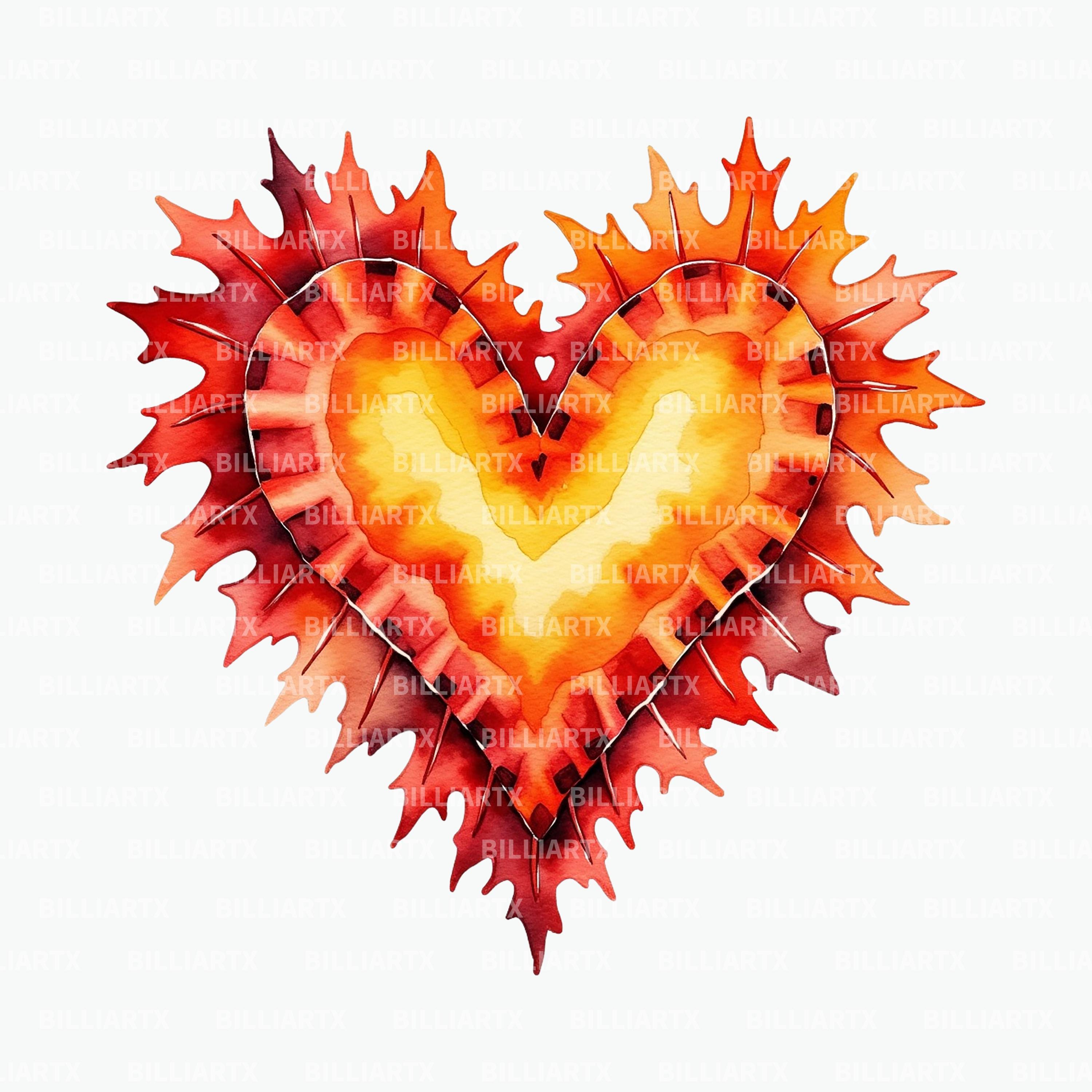 Fall Heart Background Heart Autumn Leaves Clipart PNG, Watercolor Fall Heart Bundle, Leaf ...