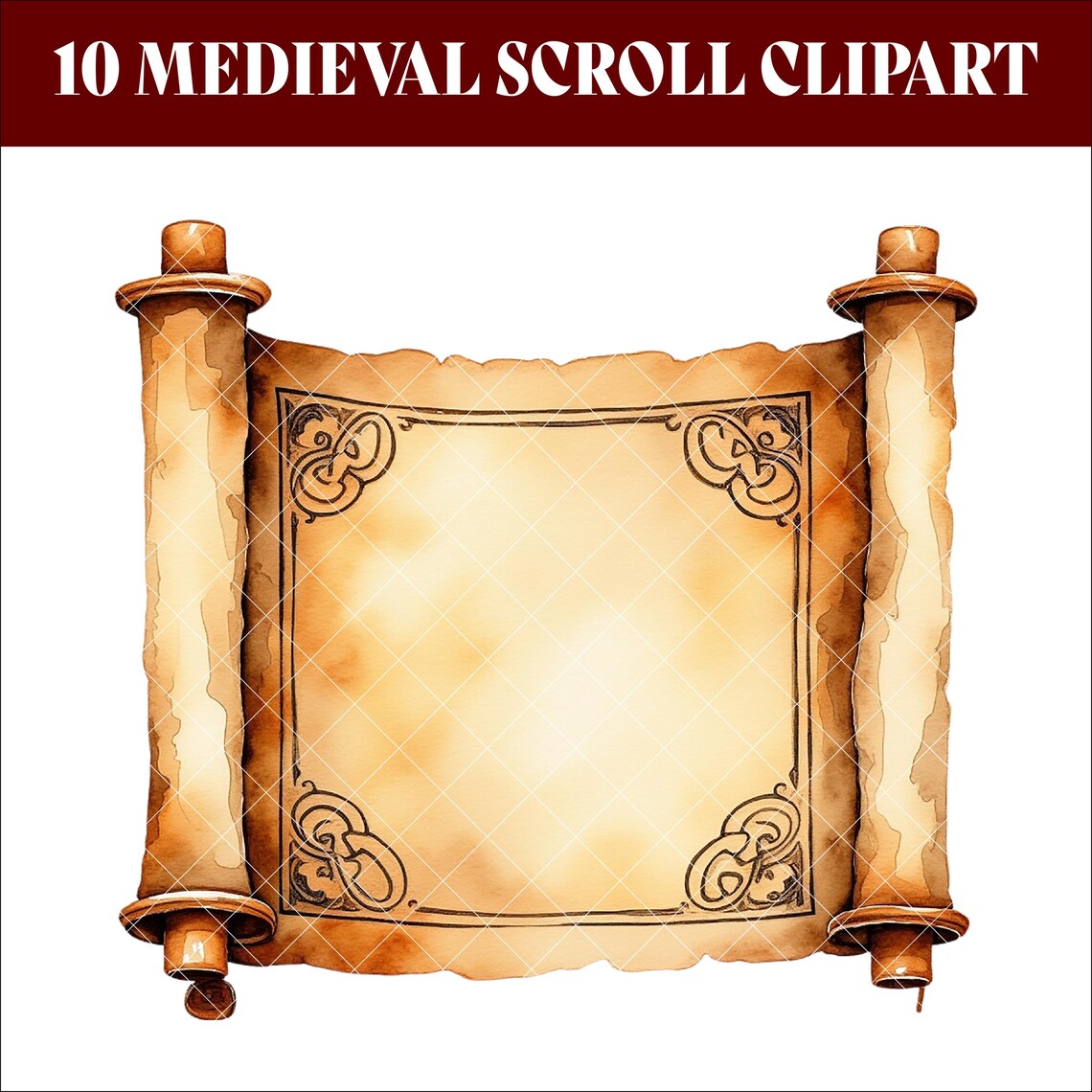 Medieval Scroll Clipart, Vintage Parchment PNG, Aged Paper Texture ...