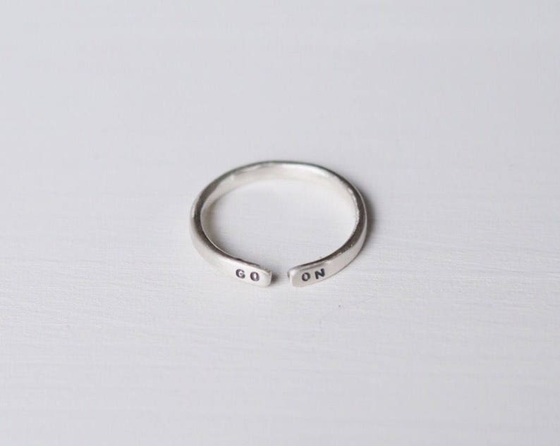 Go On Sterling Silver Motivational Ring, Can Be Personalised. Custom Ring. image 3