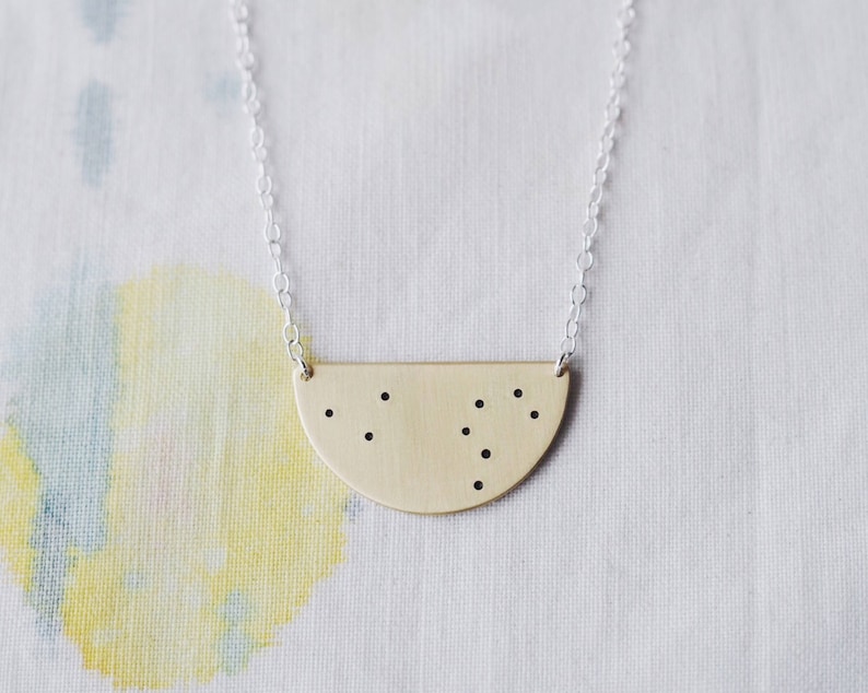 Zodiac Constellation Necklace in Sterling Silver, Semi Circle Shape image 2