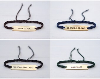 Mens Personalised Bracelet in Brass or Silver