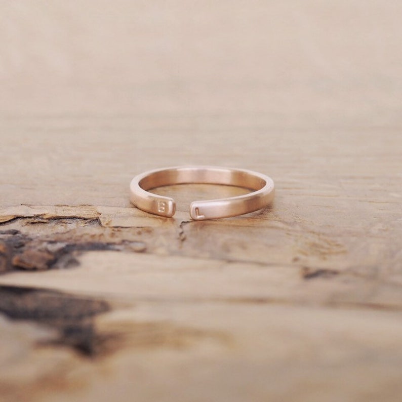 Personalised Initial Open Ring in Yellow or Rose Gold image 3